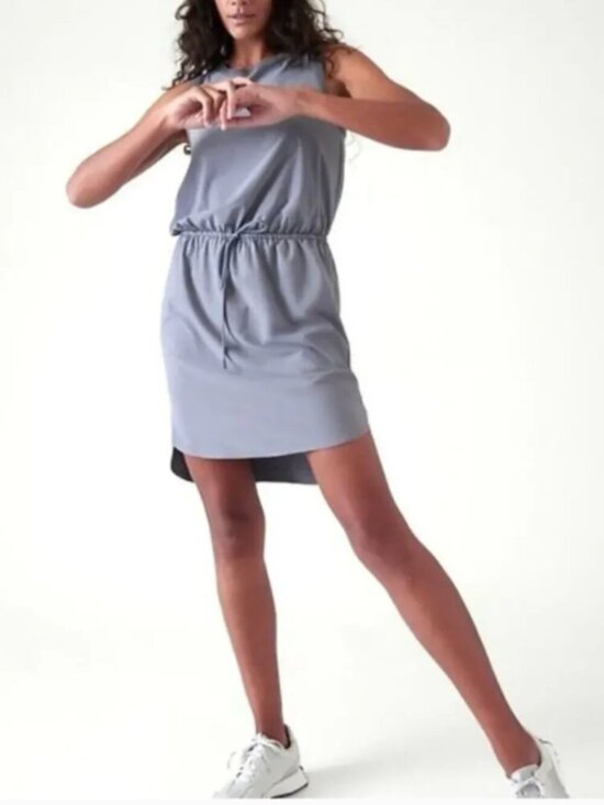 Athleta Dresses & Skirts - ATHLETA Grey Rincon Sleeveless Drawstring Waist Dress in Slate Gray - Size XL